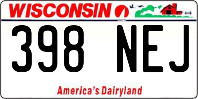 WI license plate 398NEJ