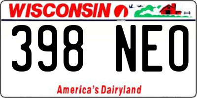 WI license plate 398NEO