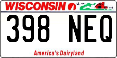 WI license plate 398NEQ