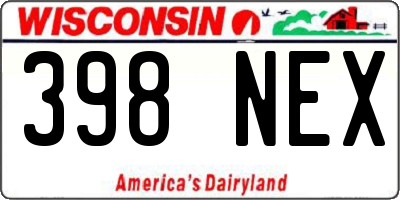 WI license plate 398NEX
