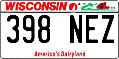 WI license plate 398NEZ