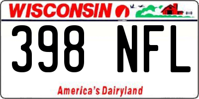 WI license plate 398NFL