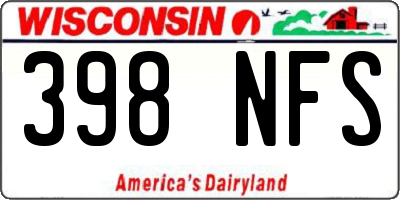 WI license plate 398NFS