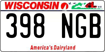 WI license plate 398NGB