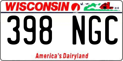 WI license plate 398NGC