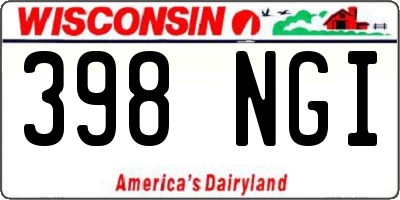 WI license plate 398NGI