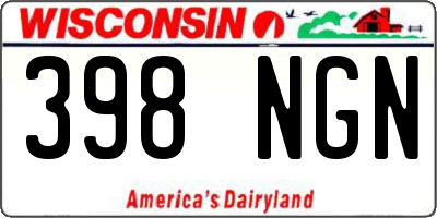 WI license plate 398NGN