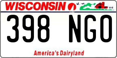 WI license plate 398NGO