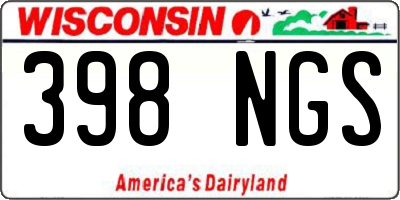 WI license plate 398NGS
