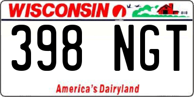 WI license plate 398NGT