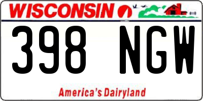 WI license plate 398NGW