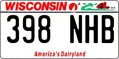 WI license plate 398NHB