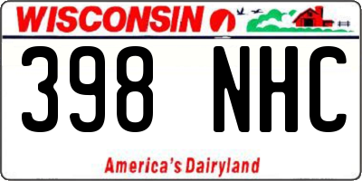 WI license plate 398NHC