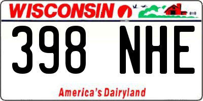 WI license plate 398NHE