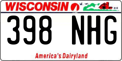WI license plate 398NHG