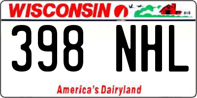 WI license plate 398NHL