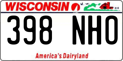 WI license plate 398NHO