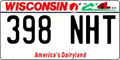WI license plate 398NHT