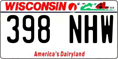 WI license plate 398NHW
