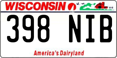 WI license plate 398NIB