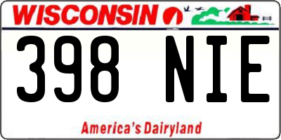 WI license plate 398NIE