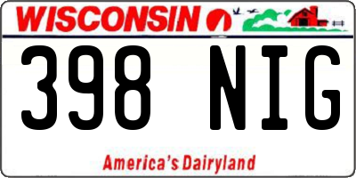 WI license plate 398NIG