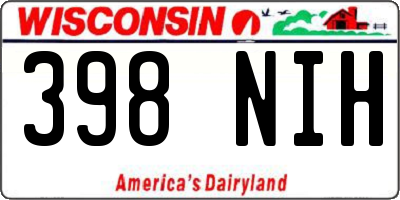 WI license plate 398NIH