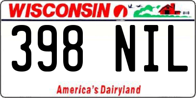WI license plate 398NIL