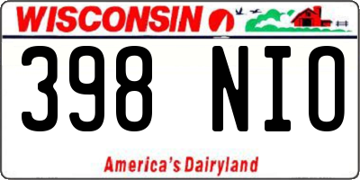 WI license plate 398NIO