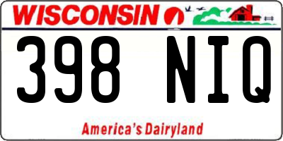 WI license plate 398NIQ
