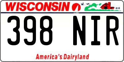 WI license plate 398NIR