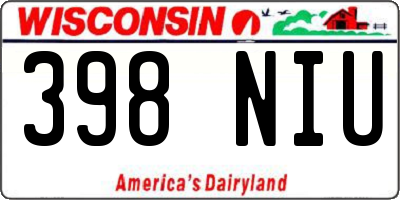 WI license plate 398NIU