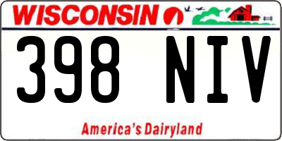 WI license plate 398NIV