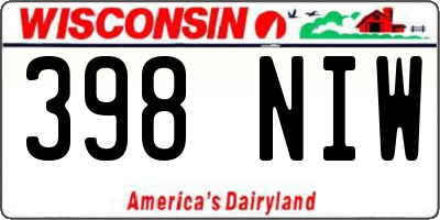 WI license plate 398NIW