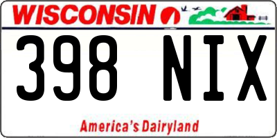 WI license plate 398NIX