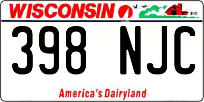 WI license plate 398NJC