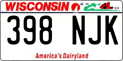 WI license plate 398NJK