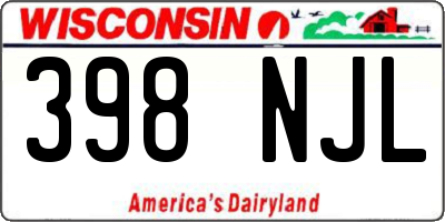 WI license plate 398NJL