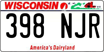 WI license plate 398NJR