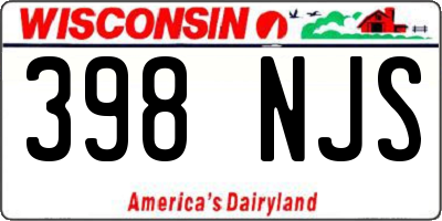 WI license plate 398NJS
