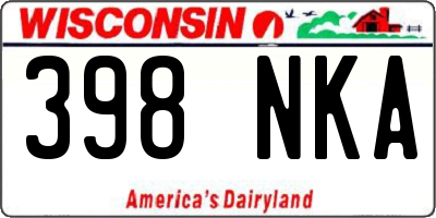 WI license plate 398NKA