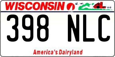 WI license plate 398NLC