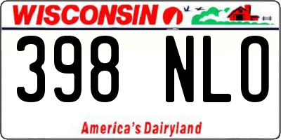 WI license plate 398NLO