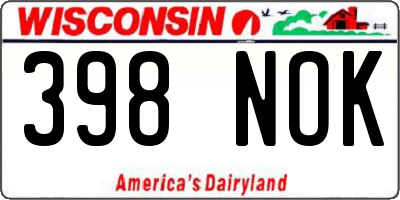 WI license plate 398NOK