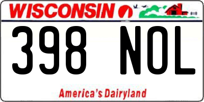 WI license plate 398NOL
