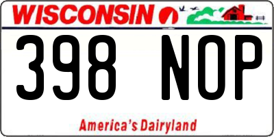 WI license plate 398NOP
