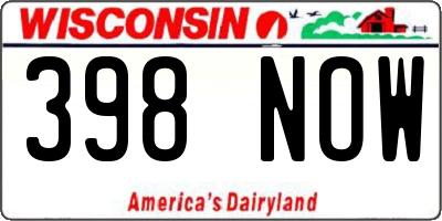 WI license plate 398NOW