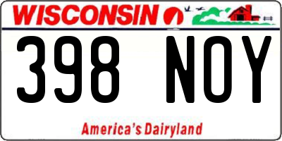 WI license plate 398NOY