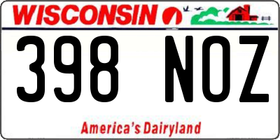 WI license plate 398NOZ