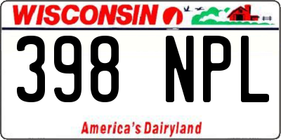 WI license plate 398NPL